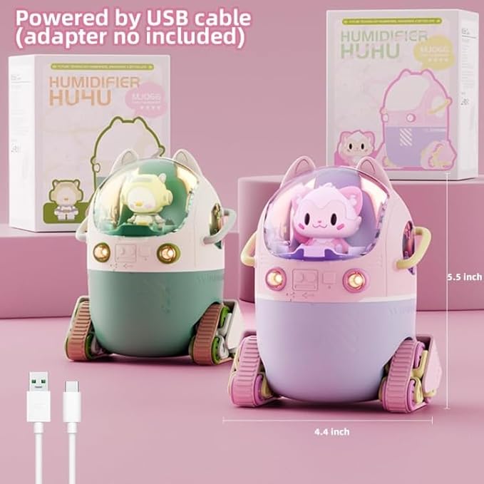 Click to open expanded view Mini USB Humidifier 220ml with LED Night Light, Small Cute Humidifier Bulit in Adorable Doll for Kids, Plant, Bedroom, Office, Desk, Babies Room-(Green-Huhu) - second image