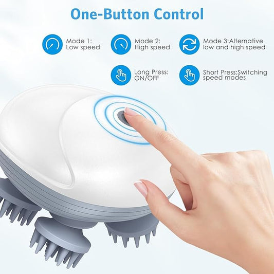 Electric Scalp Massager with Red Light Therapy – Hair Growth & Stress Relief
